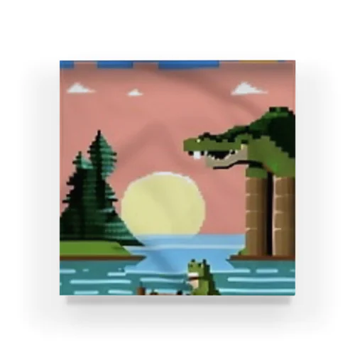 ドット絵のワニと湖畔の月 Acrylic Block