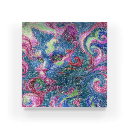 Whimsical Feline Dream #2/6 Acrylic Block