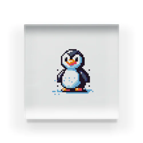 ペンギンのpixelアート アクリルブロック