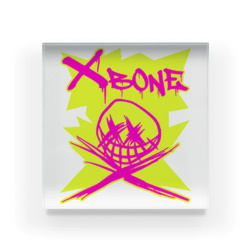 RAKUGAKIXBONE PNKonYEL NEON Acrylic Block