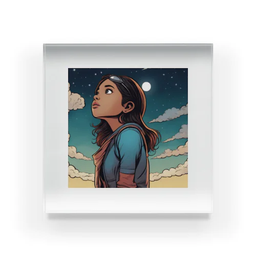 The girl who looks at the sky Acrylic Block