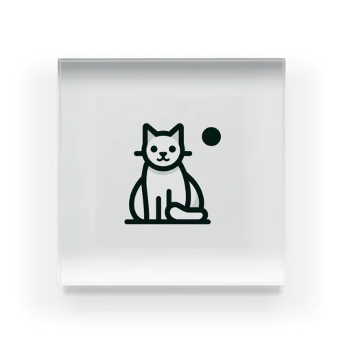 この魅力的なモノクロキャットイラストは、猫好きの皆さんにぴったりです！ アクリルブロック