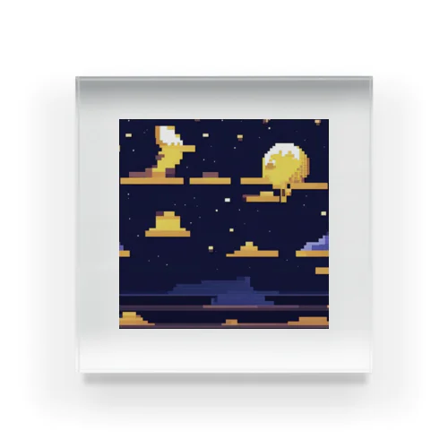 月の見える夜空 Acrylic Block