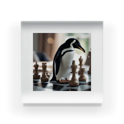チェスをしているペンギン アクリルブロック