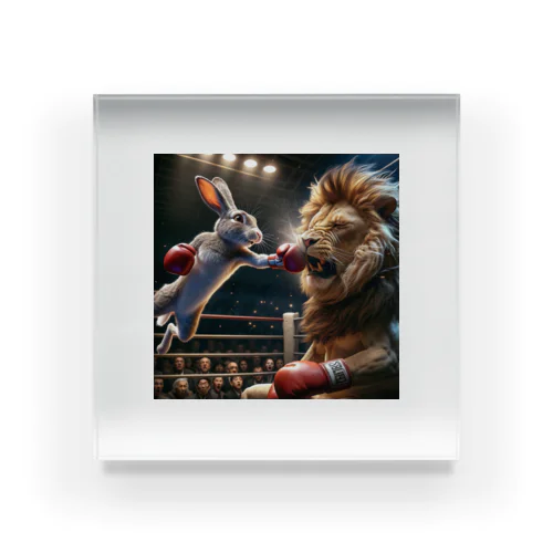 ウサギとライオンのボクシング Acrylic Block