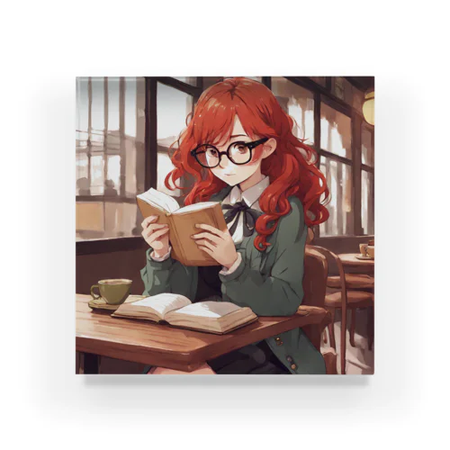 赤毛の読書メガネさん Acrylic Block