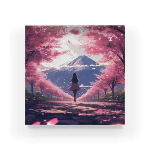 桜吹雪と富士山 Acrylic Block