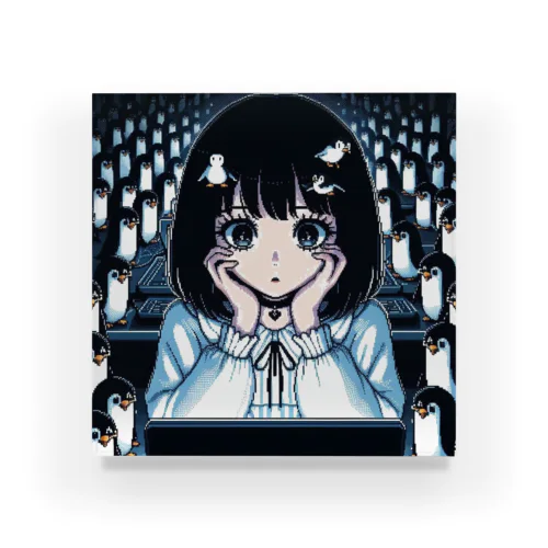 インターネットに夢中な女の子 Acrylic Block