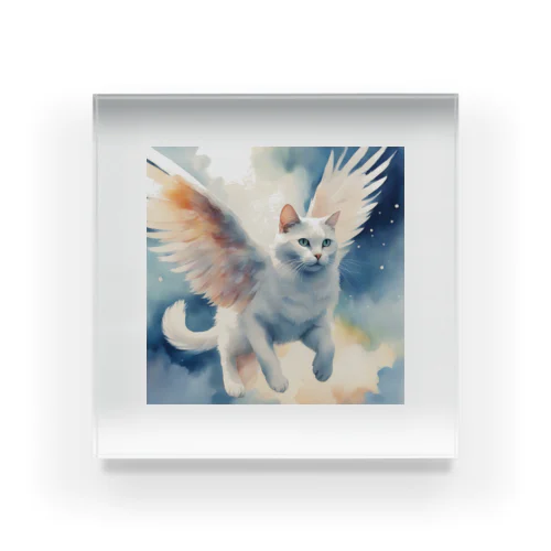 空飛ぶ天使猫 アクリルブロック