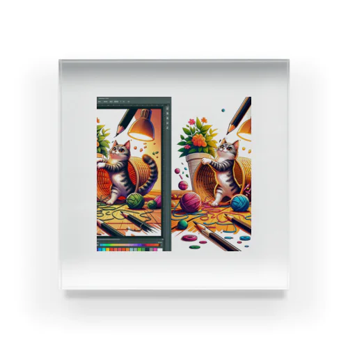 Create_an_illustration_of_a_mischievous_cat_gettin_mischievous_cat Acrylic Block