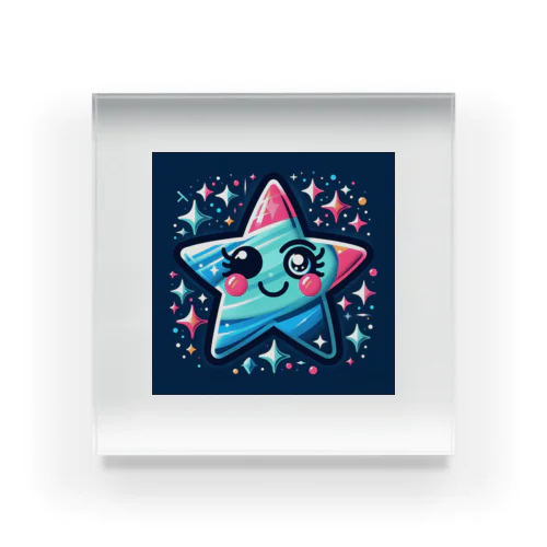 ふわふわかわいい星が集まったデザイン Acrylic Block