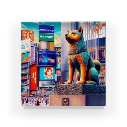 日本の風景:渋谷駅の忠犬ハチ公、Japanese scenery: Hachi, the faithful dog at Shibuya Station Acrylic Block