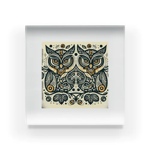 Symmetrical Owls Acrylic Block