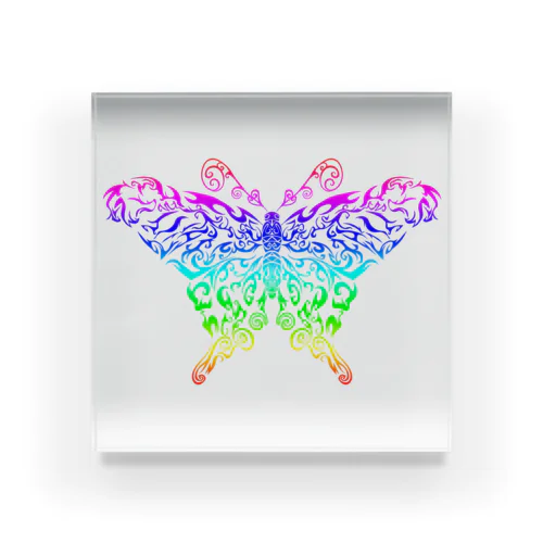 Tribal　Butterfly (虹) アクリルブロック