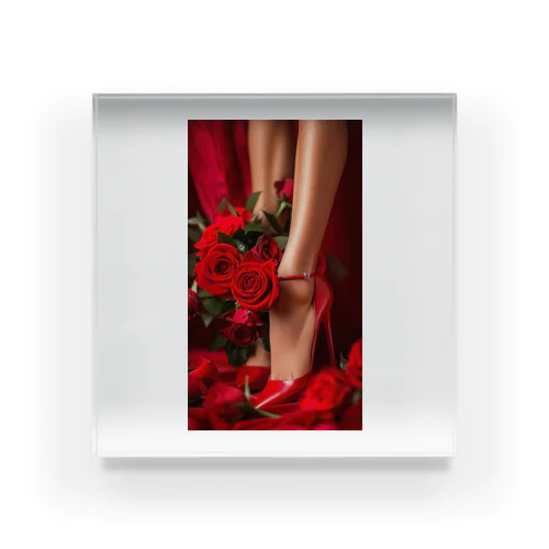 red Rose heel  Acrylic Block