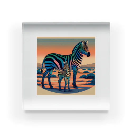 浮世絵風　シマウマ（偉大な野生動物）"Ukiyo-e Style Zebra (Majestic Wild Animal)" "浮世绘风格的斑马（伟大的野生动物）" Acrylic Block