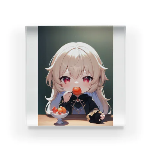 フルーツ食べるかわいい娘 Acrylic Block