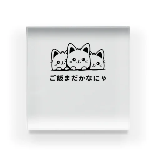 ご飯を待つ猫ちゃんたち Acrylic Block