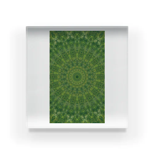 緑　癒しの曼荼羅　 Acrylic Block