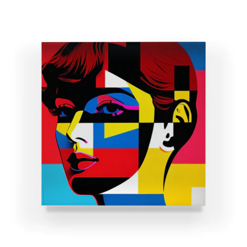 pop art rainbow  woman Acrylic Block