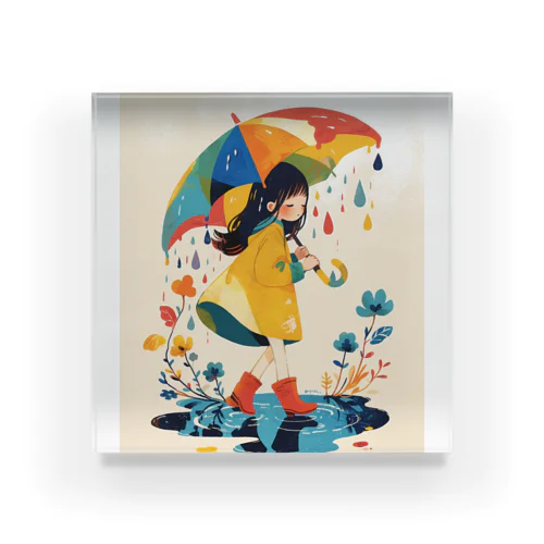 カラフルな雨の日  Hime  2530 Acrylic Block