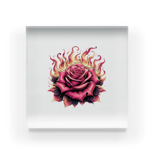 「炎の中の薔薇」 アクリルブロック