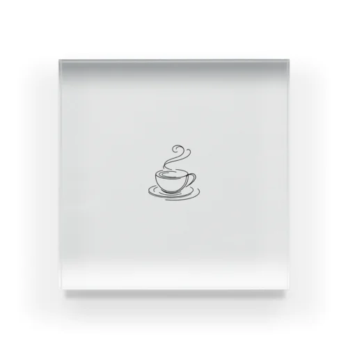 コーヒーカップのラインアート アクリルブロック