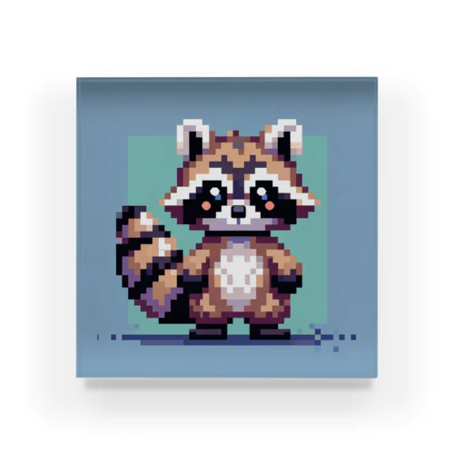 ドット絵アライグマちゃんTシャツサイズ Acrylic Block