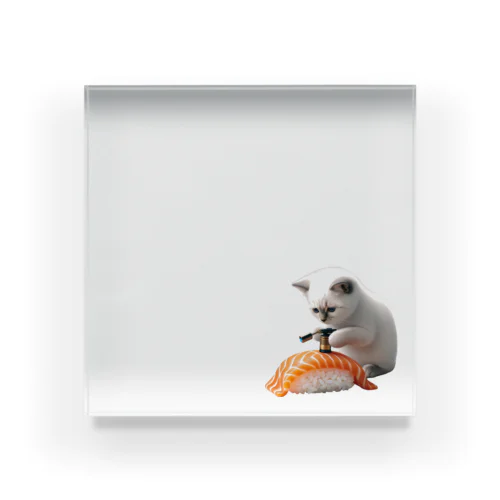 【炙りサーモン】寿司職人猫🐱 アクリルブロック