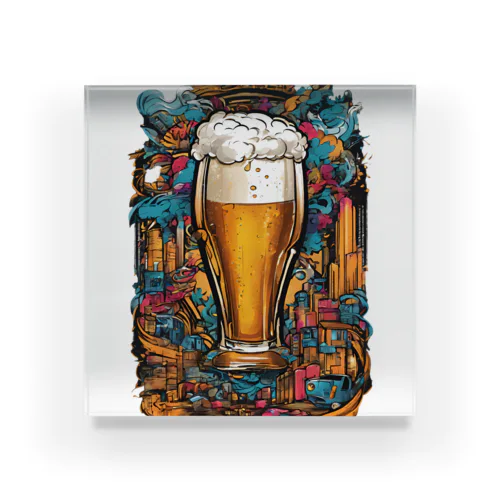生ビール　デザインTシャツ　アート　グラフィック Acrylic Block