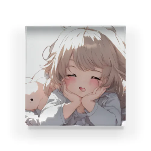 眠れない夜の可愛い少女 Acrylic Block