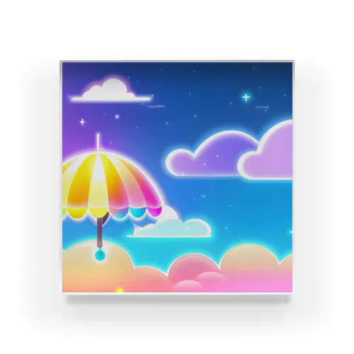 夜空に開いた虹のパラソル Acrylic Block
