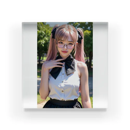 AI美少女(メガネっ娘) Acrylic Block