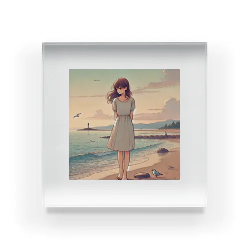 海辺の女の子 Acrylic Block