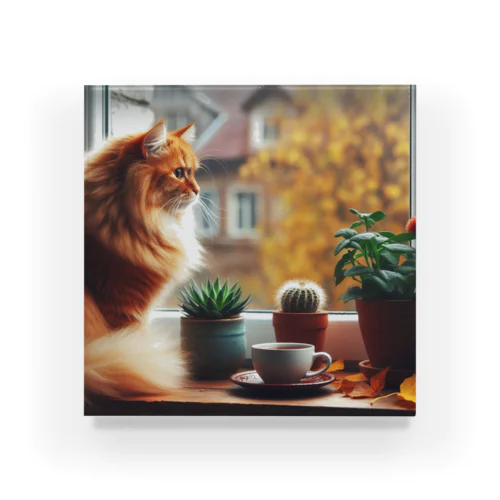 景色を眺める猫 Acrylic Block