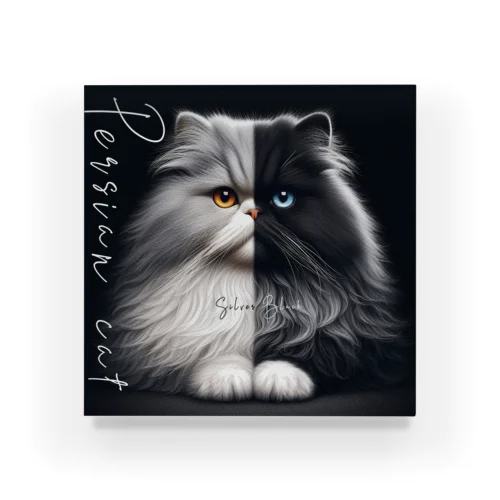Persian cat　Silver&Black Acrylic Block