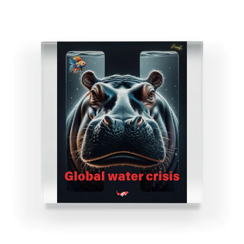 hippo  * Global water crisis Acrylic Block