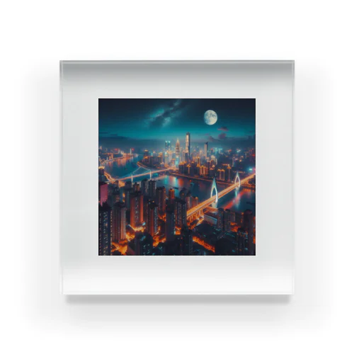 月夜に輝く未来都市 Acrylic Block