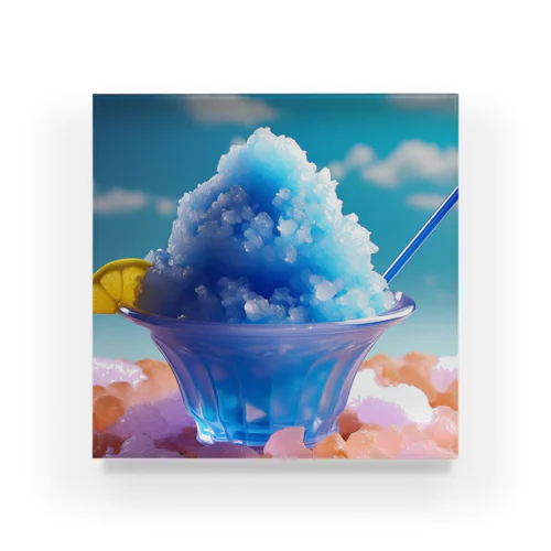 爽やかブルーの夏かき氷 アクリルブロック