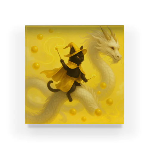魔法猫と白龍 Acrylic Block