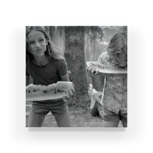 GIRLS COMPETING IN A WATERMELON EATING CONTEST ON JULY 4TH: WHITE SPRINGS, FLORIDA Acrylic Block