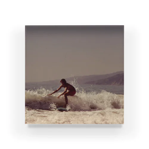 Surfing Along Malibu Beach, California. 10/1972 アクリルブロック