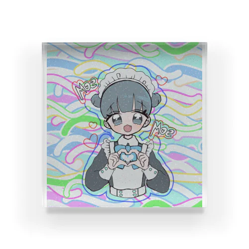 お団子青メイドちゃん(カラフル) Acrylic Block