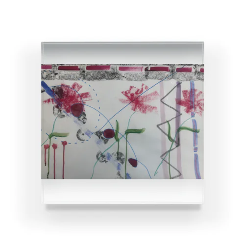 お絵かきお花 Acrylic Block