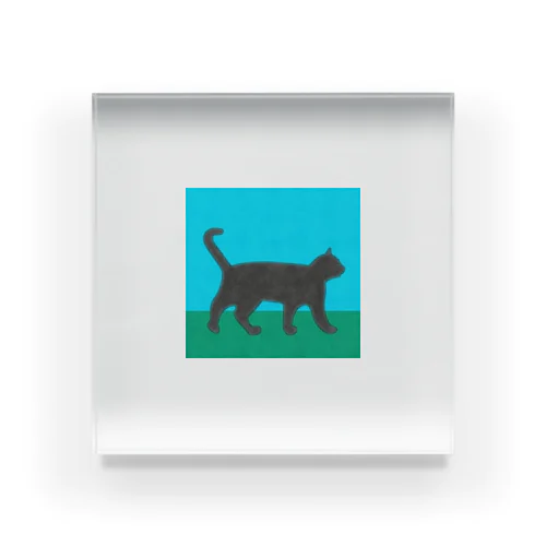 Chat noir marche  Acrylic Block