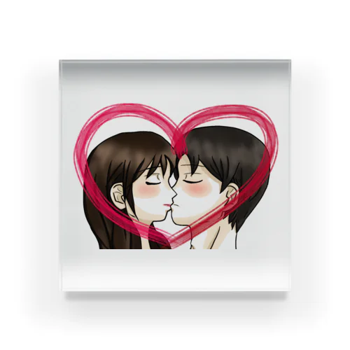 Kiss with heart♥ Acrylic Block