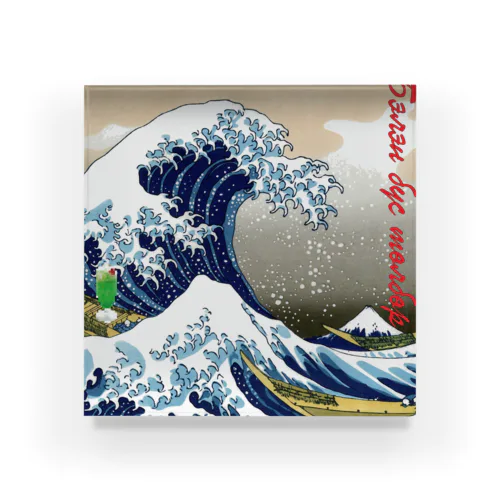 kanagawa oki nami ura × a melon soda float Acrylic Block