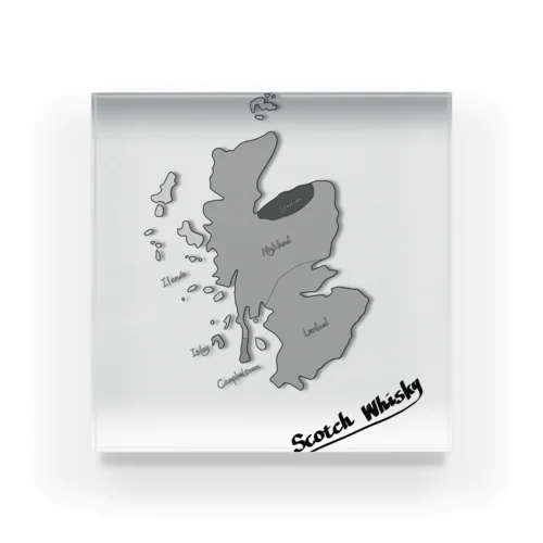 Scotch Whisky‘s  map (モノクロver) Acrylic Block