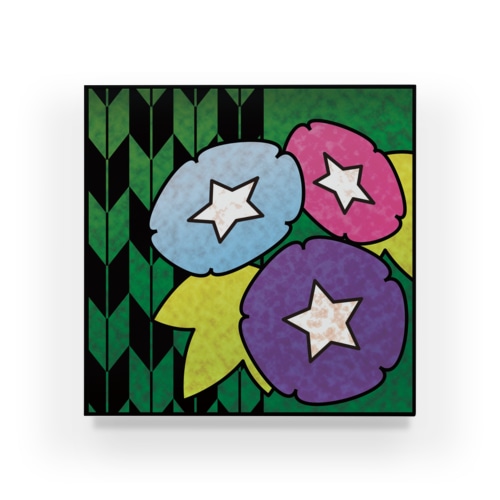 和柄ステンドグラス風（朝顔×矢絣） Acrylic Block