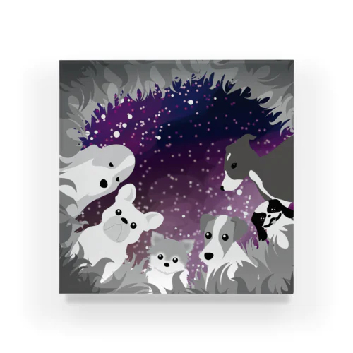 夜の草原の犬たち Acrylic Block